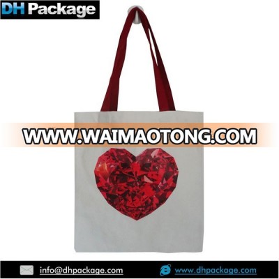 WHOLESALE CUSTOM IMPRINT LOVE HEART GIRL WOMEN FAVOR CANVAS COTTON SHOPPING TOTE BAGS