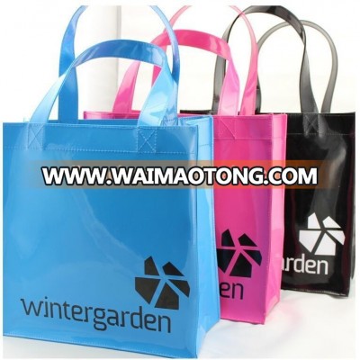 custom high quality glossy PVC leather bag PVC woman shopping bag