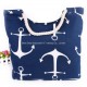 New Navy Striped Canvas Beach Bag Shopping Bag